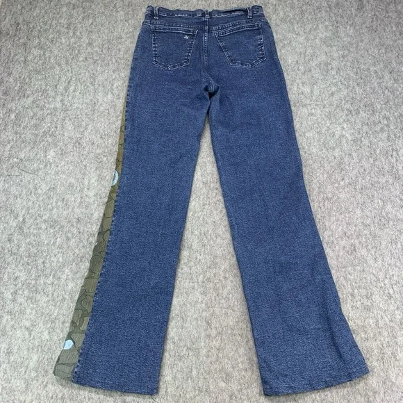 Brazil Roxx Women's Embroidered Floral Blue Mid Rise Flare Jeans Size 8 (27x30) - Picture 2 of 12